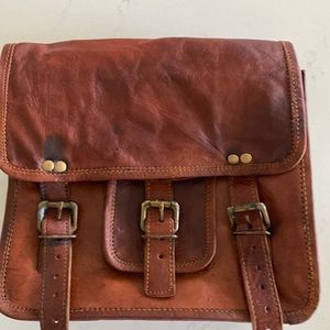 A Pair of brown leather pouches/saddle Bags/Panniers for bicycle or motorcycle